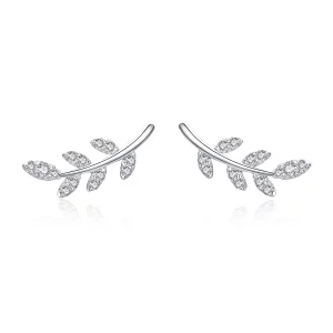 Clous d'Oreilles Style PANDORA Feuilles de printemps - BSE031 (image pour) Clous d'Oreilles Style PANDORA Feuilles de printemps - BSE031