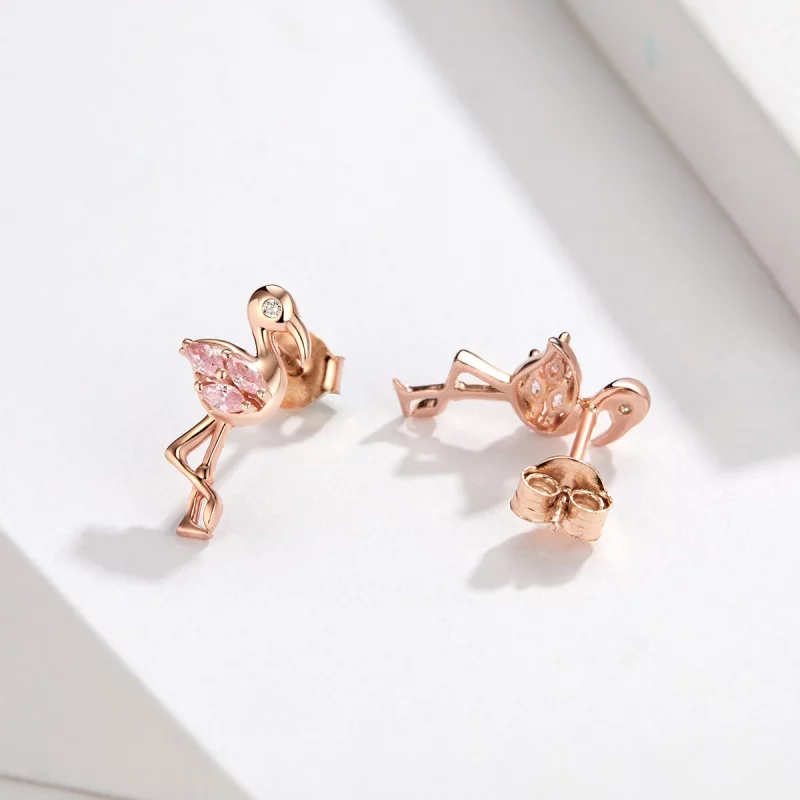 (image pour) Clous d'Oreilles Style PANDORA Flamants roses - BSE120 - Afficher 2