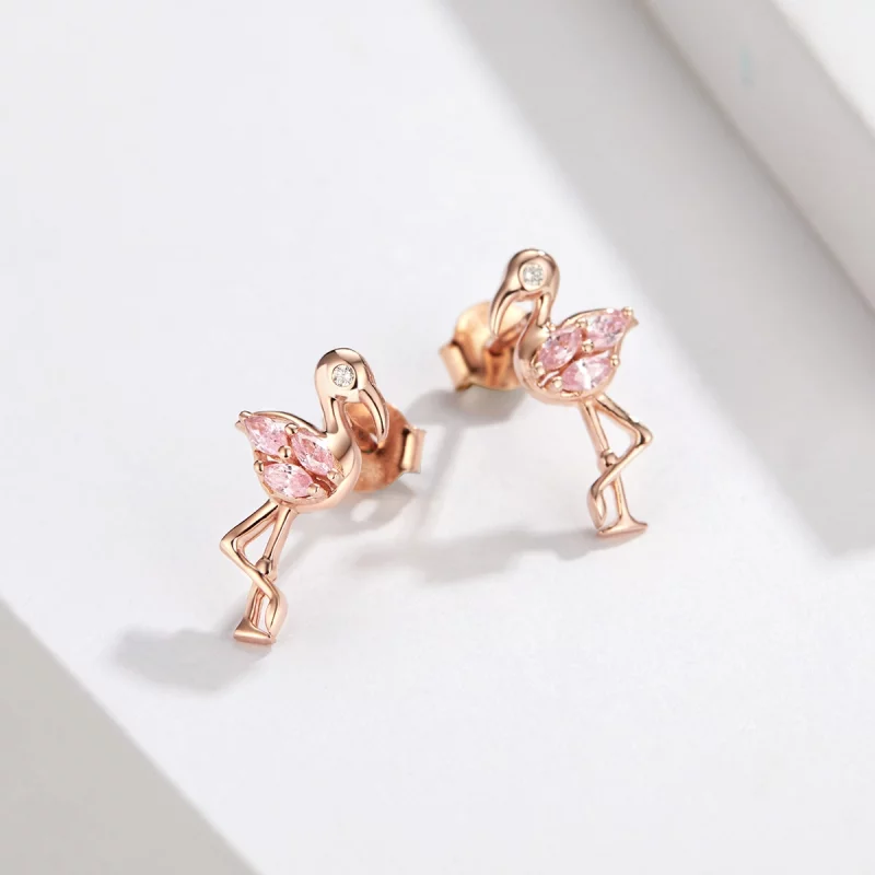 (image pour) Clous d'Oreilles Style PANDORA Flamants roses - BSE120 - Afficher 5
