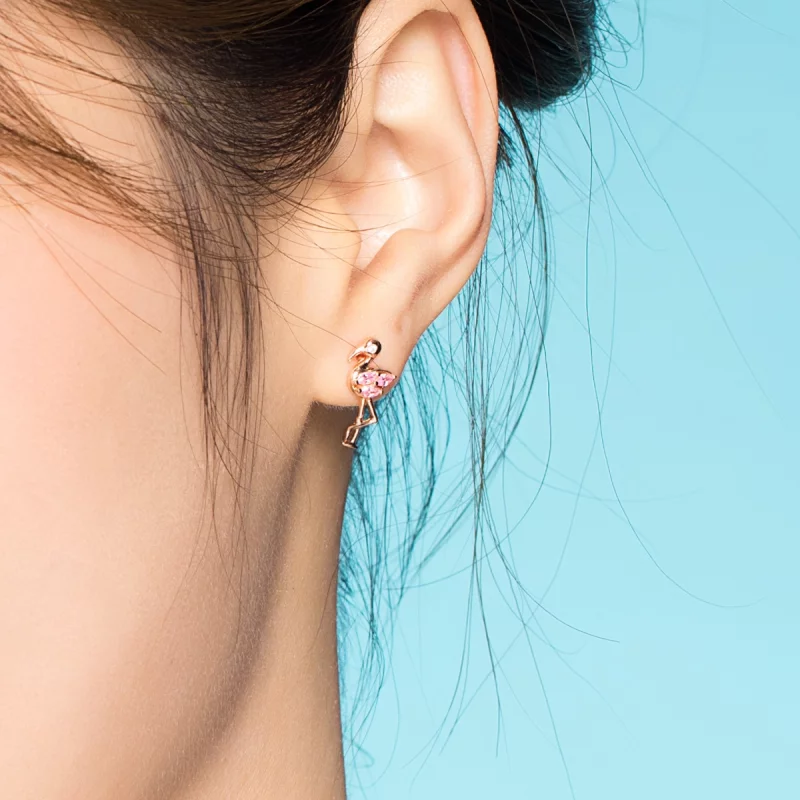 (image pour) Clous d'Oreilles Style PANDORA Flamants roses - BSE120 - Afficher 6
