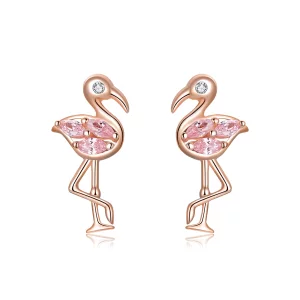 (image pour) Clous d'Oreilles Style PANDORA Flamants roses - BSE120