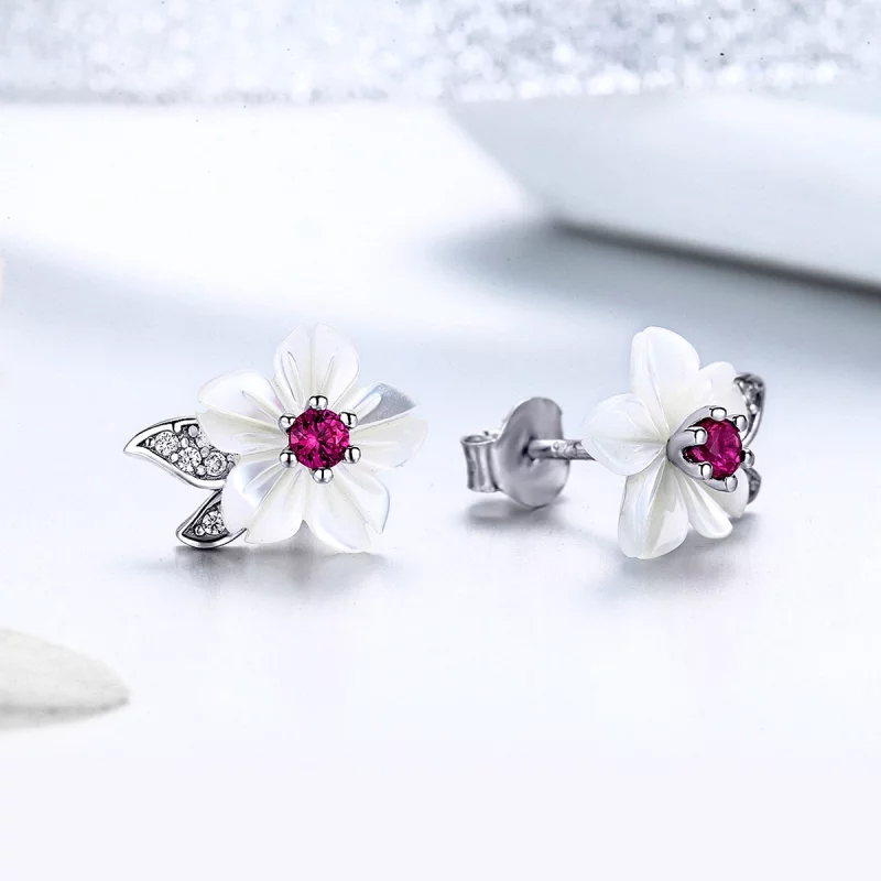 (image pour) Clous d'Oreilles Style PANDORA fleur de cerisier - BSE055 - Afficher 3