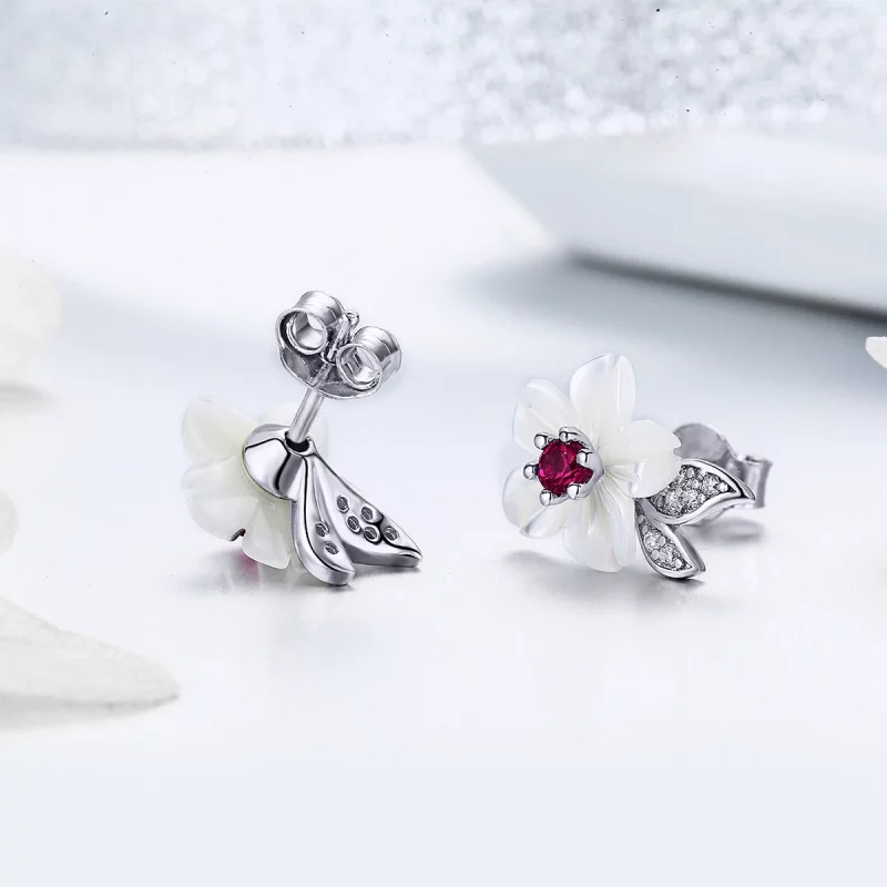(image pour) Clous d'Oreilles Style PANDORA fleur de cerisier - BSE055 - Afficher 4