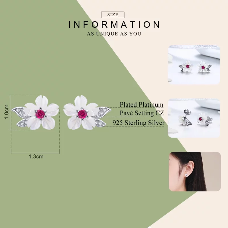 (image pour) Clous d'Oreilles Style PANDORA fleur de cerisier - BSE055 - Afficher 7