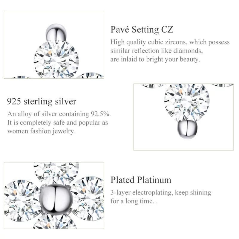 (image pour) Clous d'Oreilles Style PANDORA Fleur de Lumière - SCE648 - Afficher 3