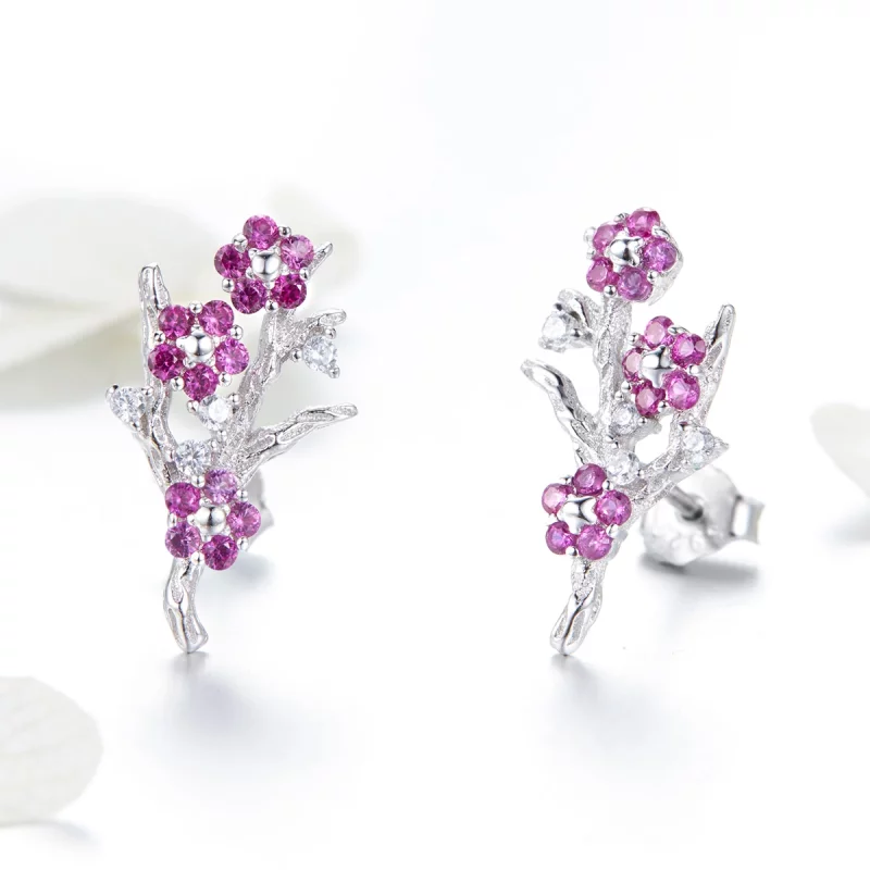 (image pour) Clous d'Oreilles Style PANDORA Fleur de pêche - BSE040 - Afficher 3