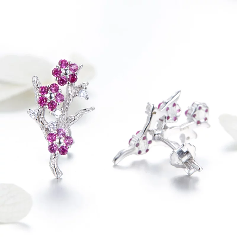 (image pour) Clous d'Oreilles Style PANDORA Fleur de pêche - BSE040 - Afficher 4