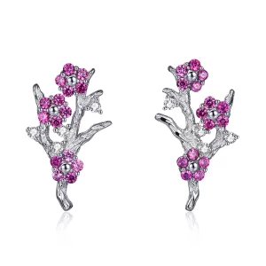 Clous d'Oreilles Style PANDORA Fleur de pêche - BSE040 (image pour) Clous d'Oreilles Style PANDORA Fleur de pêche - BSE040