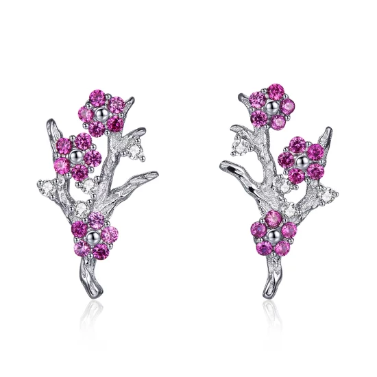 (image pour) Clous d'Oreilles Style PANDORA Fleur de pêche - BSE040