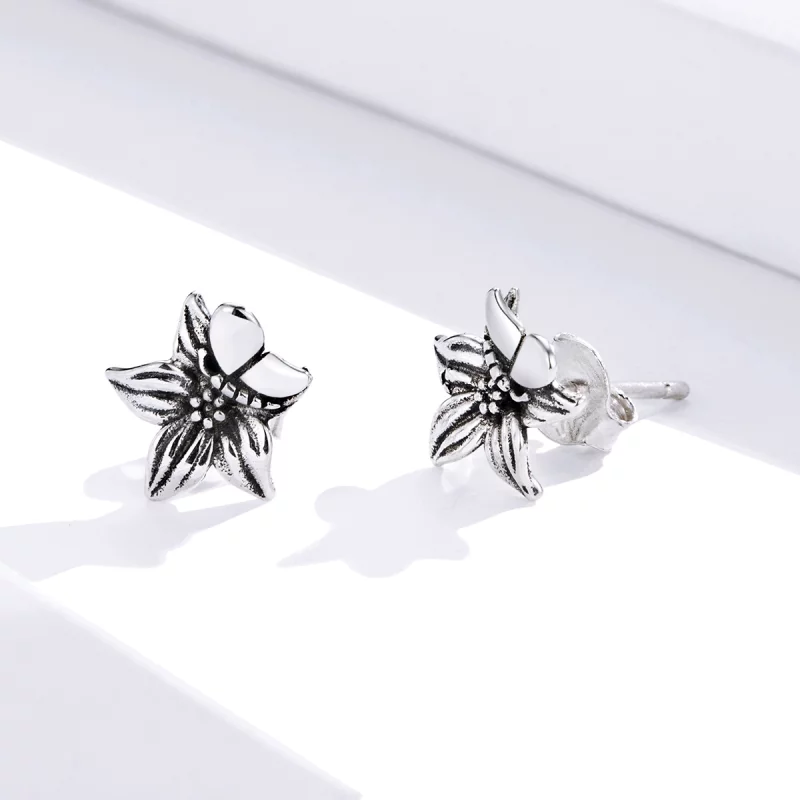 (image pour) Clous d'Oreilles Style PANDORA Fleurs d'amour papillon - SCE887 - Afficher 3