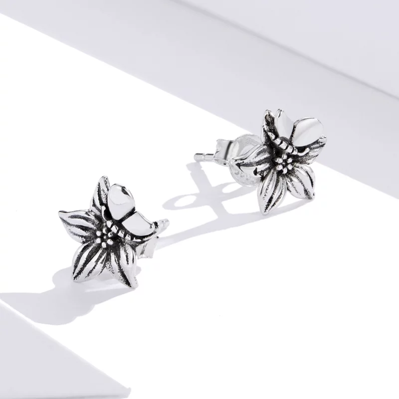 (image pour) Clous d'Oreilles Style PANDORA Fleurs d'amour papillon - SCE887 - Afficher 4