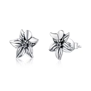 (image pour) Clous d'Oreilles Style PANDORA Fleurs d'amour papillon - SCE887