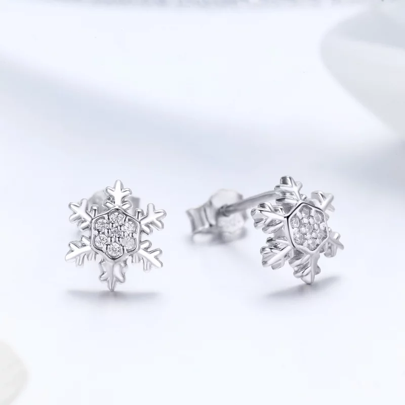 (image pour) Clous d'Oreilles Style PANDORA Flocons de neige élégants - BSE009 - Afficher 3