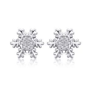 (image pour) Clous d'Oreilles Style PANDORA Flocons de neige élégants - BSE009