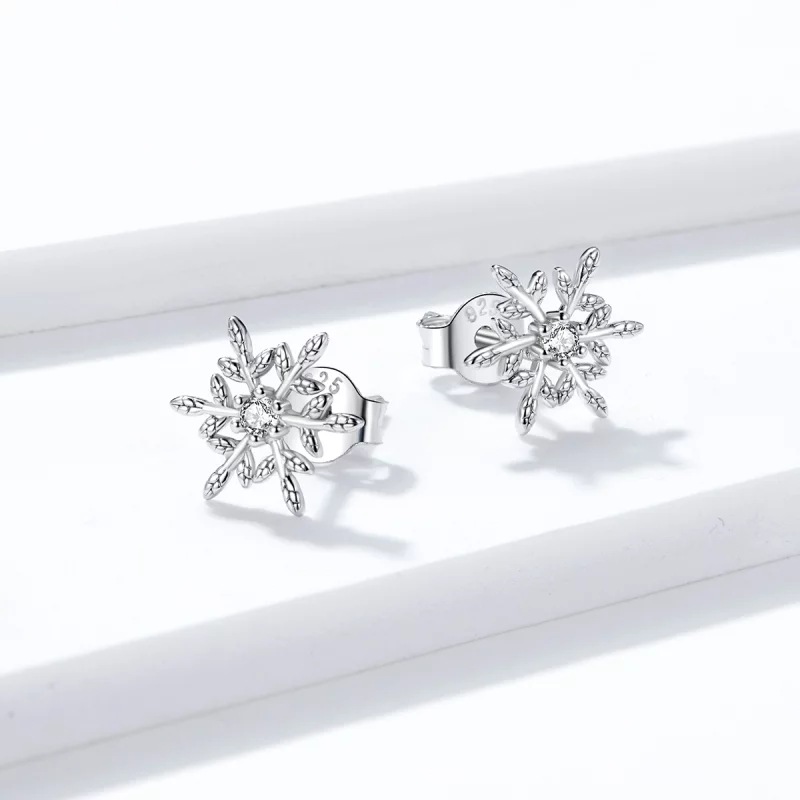 (image pour) Clous d'Oreilles Style PANDORA Flocons de neige romantiques - BSE424 - Afficher 4