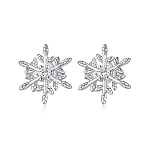 (image pour) Clous d'Oreilles Style PANDORA Flocons de neige romantiques - BSE424