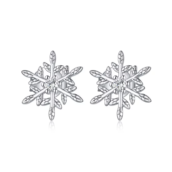 (image pour) Clous d'Oreilles Style PANDORA Flocons de neige romantiques - BSE424