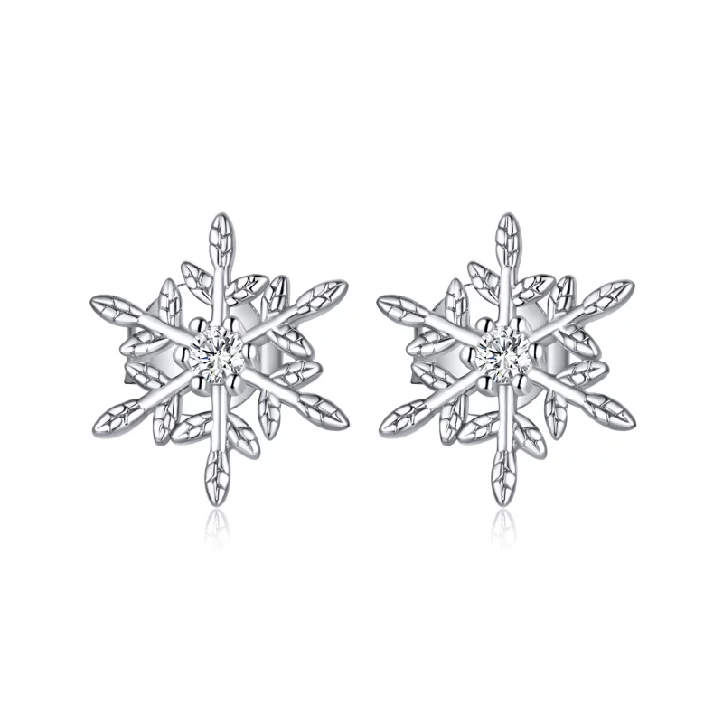 (image pour) Clous d'Oreilles Style PANDORA Flocons de neige romantiques - BSE424