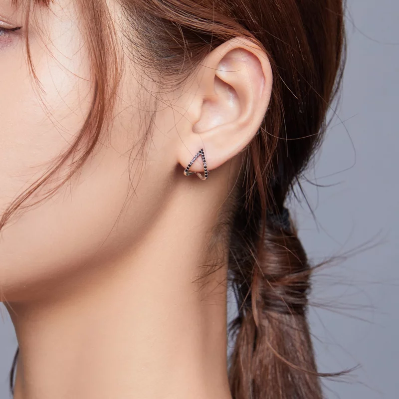 (image pour) Clous d'Oreilles Style PANDORA Géométrie simple - SCE924 - Afficher 6