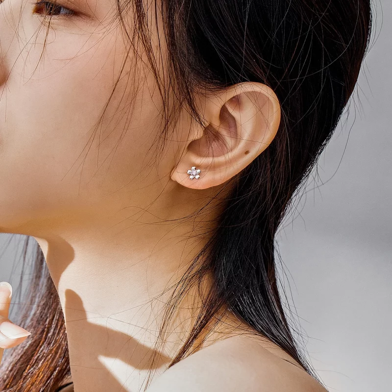 (image pour) Clous d'Oreilles Style PANDORA Goujon de fleur de marguerite - SCE784 - Afficher 7