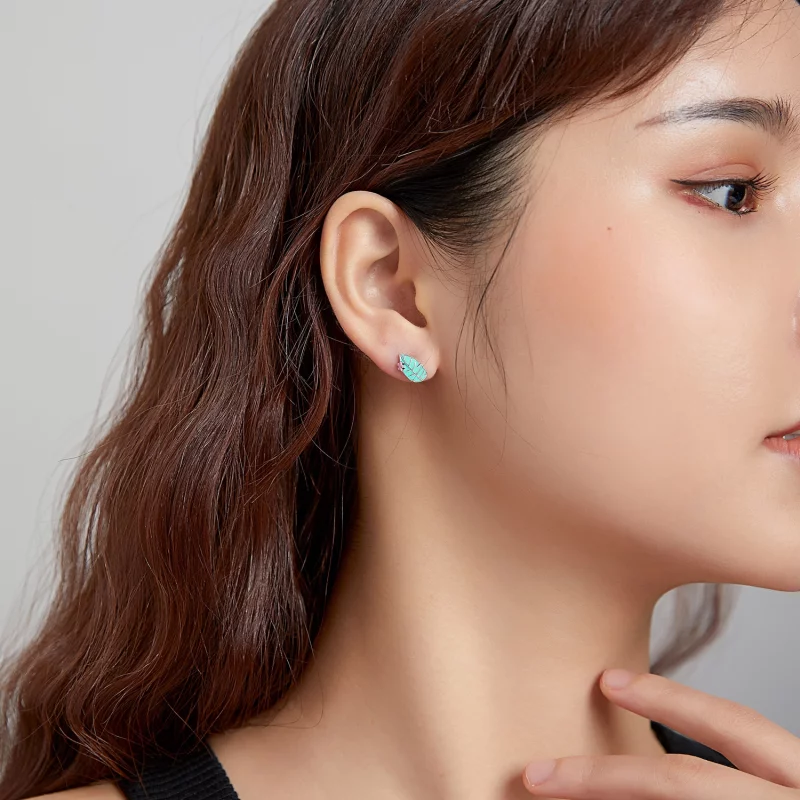 (image pour) Clous d'Oreilles Style PANDORA Grand oiseau et feuille à bec - SCE1083 - Afficher 5