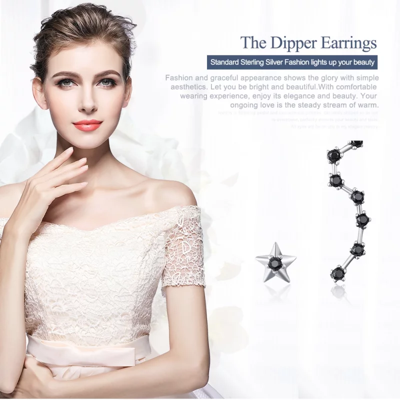 (image pour) Clous d'Oreilles Style PANDORA Grande Ourse - SCE166 - Afficher 2