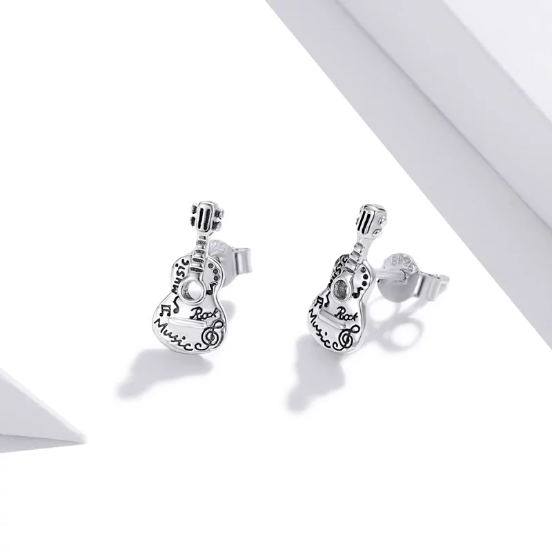 (image pour) Clous d'Oreilles Style PANDORA Guitare Vintage - SCE1155 - Afficher 3