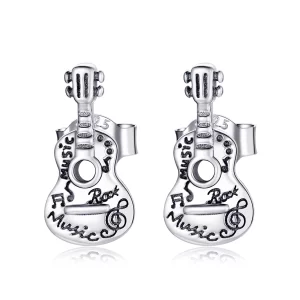 (image pour) Clous d'Oreilles Style PANDORA Guitare Vintage - SCE1155