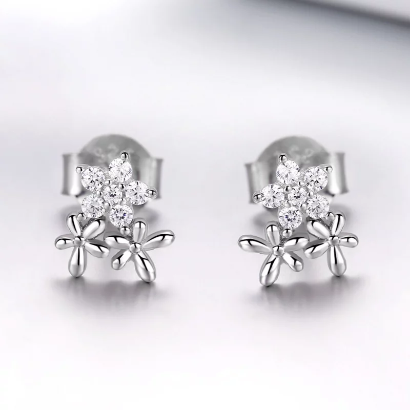 (image pour) Clous d'Oreilles Style PANDORA Gypsophile - BSE030 - Afficher 4
