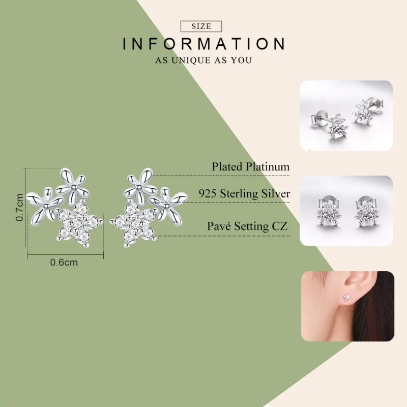 (image pour) Clous d'Oreilles Style PANDORA Gypsophile - BSE030 - Afficher 7