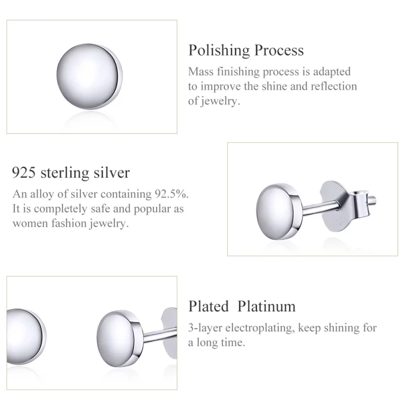 (image pour) Clous d'Oreilles Style PANDORA Haricot simple - SCE705-A - Afficher 3