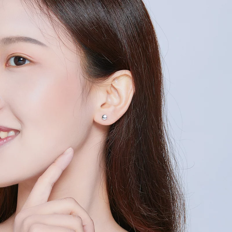(image pour) Clous d'Oreilles Style PANDORA Haricot simple - SCE705-A - Afficher 6