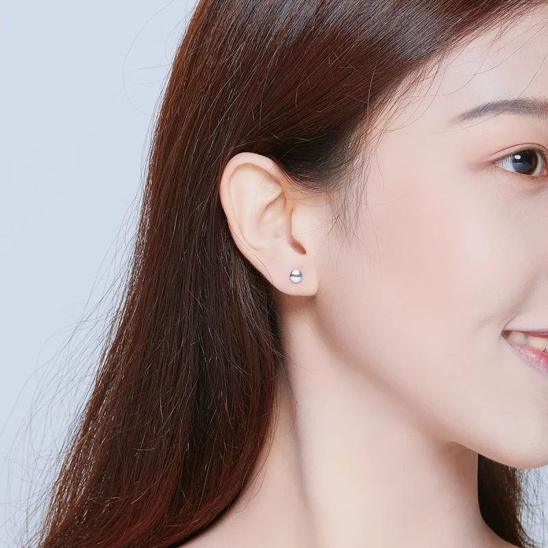 (image pour) Clous d'Oreilles Style PANDORA Haricot simple - SCE705-A - Afficher 7