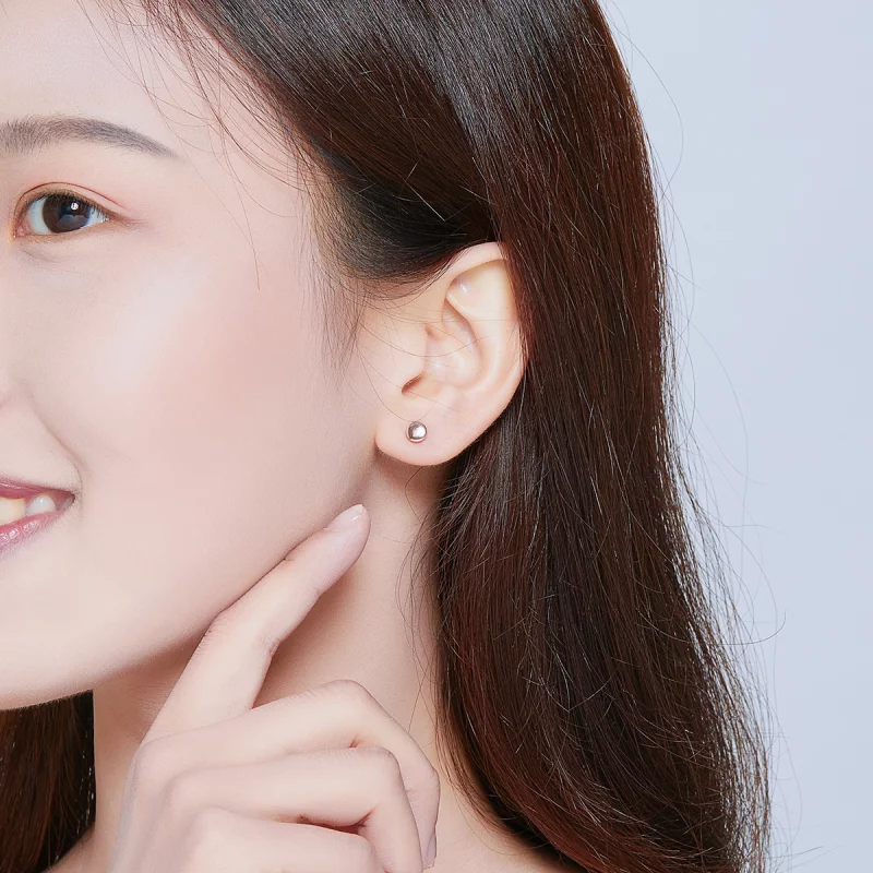 (image pour) Clous d'Oreilles Style PANDORA Haricot simple - SCE705-C - Afficher 6