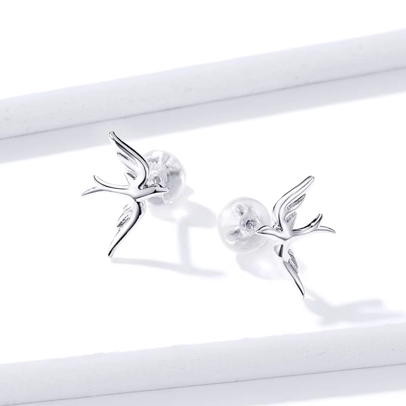 (image pour) Clous d'Oreilles Style PANDORA Hirondelle de printemps - BSE302 - Afficher 2