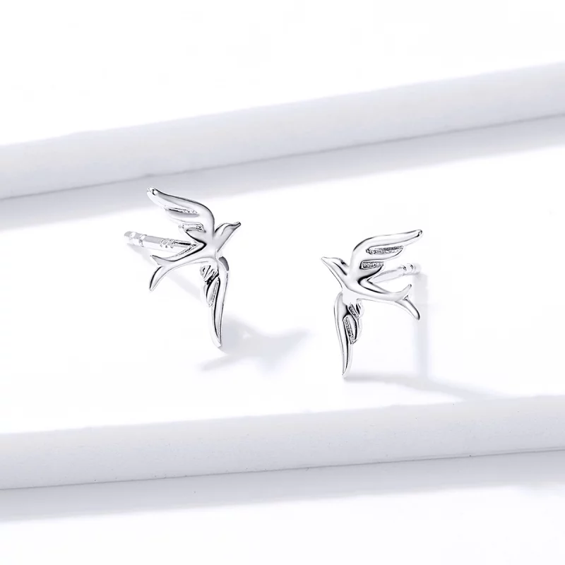 (image pour) Clous d'Oreilles Style PANDORA Hirondelle de printemps - BSE302 - Afficher 3