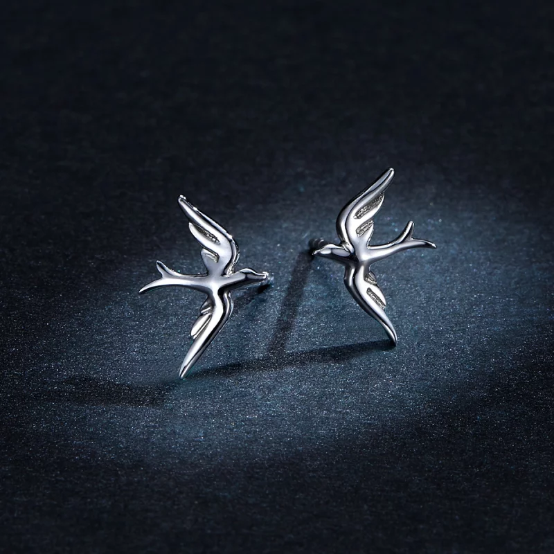 (image pour) Clous d'Oreilles Style PANDORA Hirondelle de printemps - BSE302 - Afficher 5
