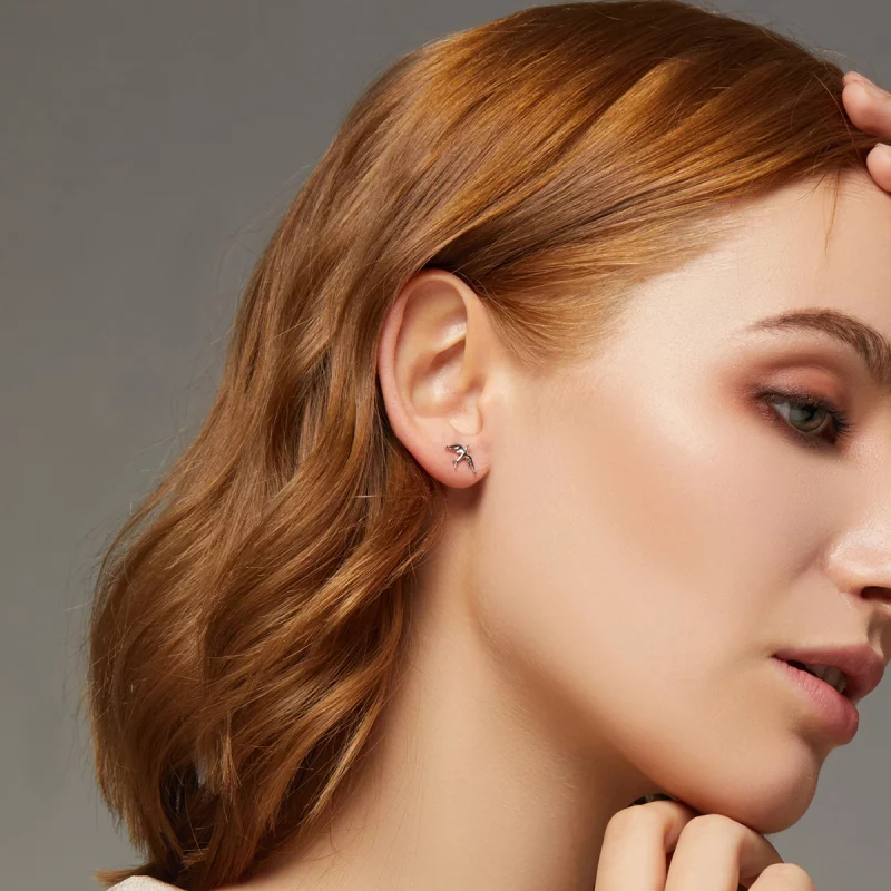 (image pour) Clous d'Oreilles Style PANDORA Hirondelle de printemps - BSE302 - Afficher 6
