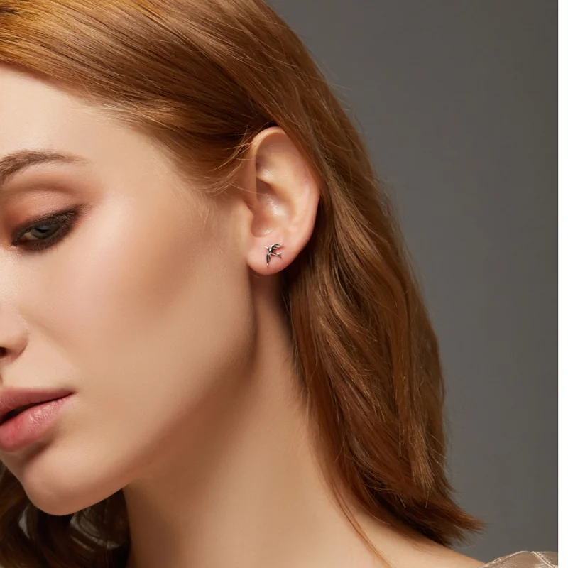 (image pour) Clous d'Oreilles Style PANDORA Hirondelle de printemps - BSE302 - Afficher 9