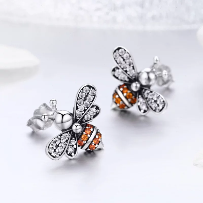 (image pour) Clous d'Oreilles Style PANDORA Histoire d'abeille - SCE344 - Afficher 5