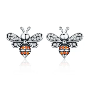 Clous d'Oreilles Style PANDORA Histoire d'abeille - SCE344 (image pour) Clous d'Oreilles Style PANDORA Histoire d'abeille - SCE344