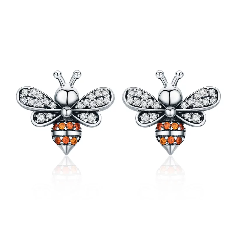 (image pour) Clous d'Oreilles Style PANDORA Histoire d'abeille - SCE344