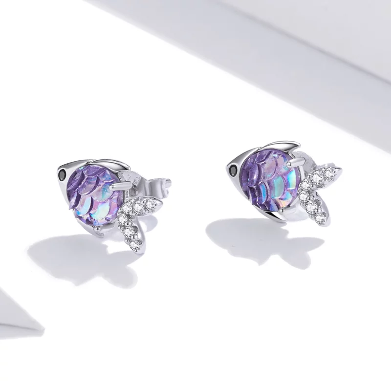 (image pour) Clous d'Oreilles Style PANDORA Joyeux petit poisson - SCE1028 - Afficher 2
