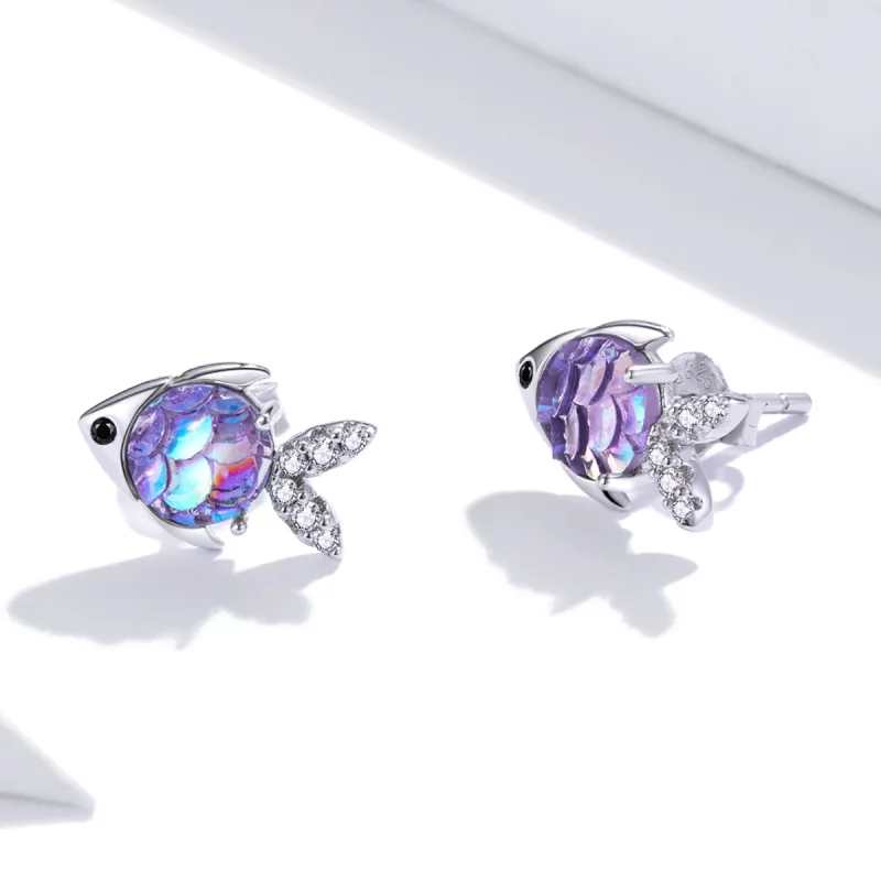 (image pour) Clous d'Oreilles Style PANDORA Joyeux petit poisson - SCE1028 - Afficher 3