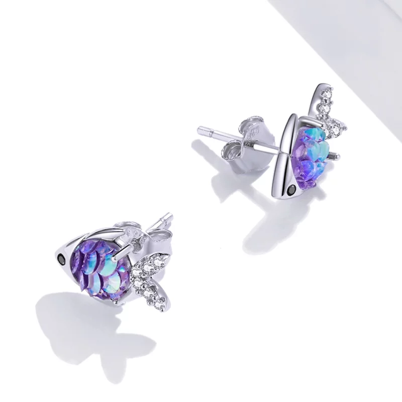(image pour) Clous d'Oreilles Style PANDORA Joyeux petit poisson - SCE1028 - Afficher 4