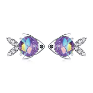 Clous d'Oreilles Style PANDORA Joyeux petit poisson - SCE1028 (image pour) Clous d'Oreilles Style PANDORA Joyeux petit poisson - SCE1028