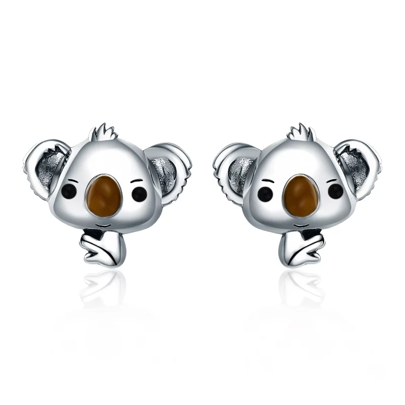 (image pour) Clous d'Oreilles Style PANDORA Koala mignon - SCE381