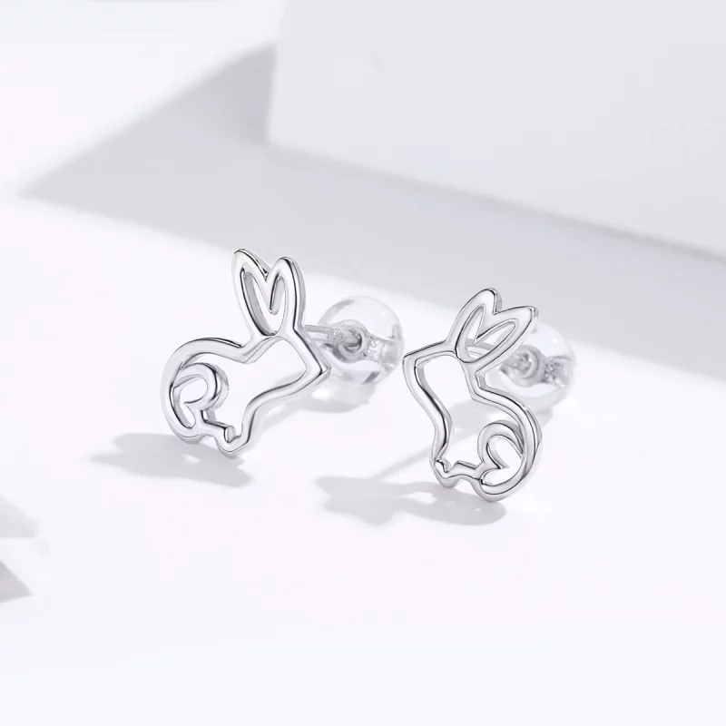 (image pour) Clous d'Oreilles Style PANDORA lapin - SCE698 - Afficher 2