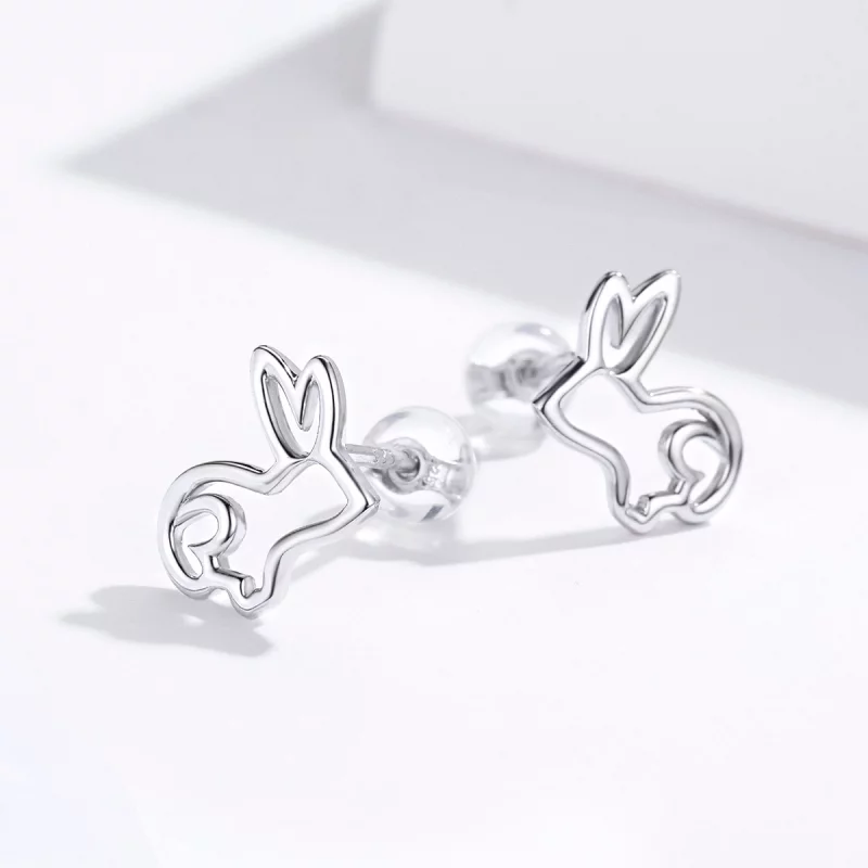 (image pour) Clous d'Oreilles Style PANDORA lapin - SCE698 - Afficher 3