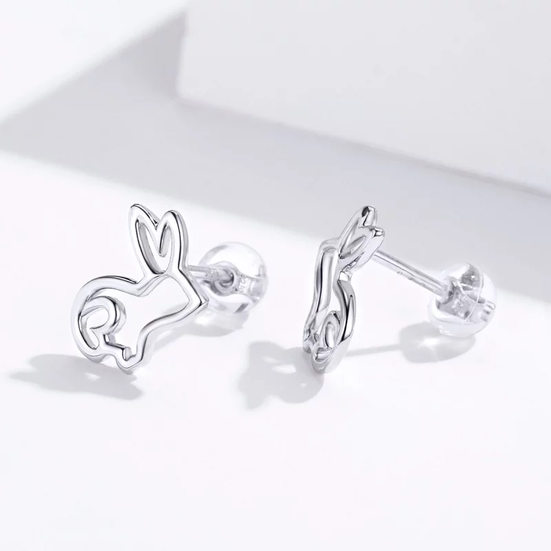(image pour) Clous d'Oreilles Style PANDORA lapin - SCE698 - Afficher 4